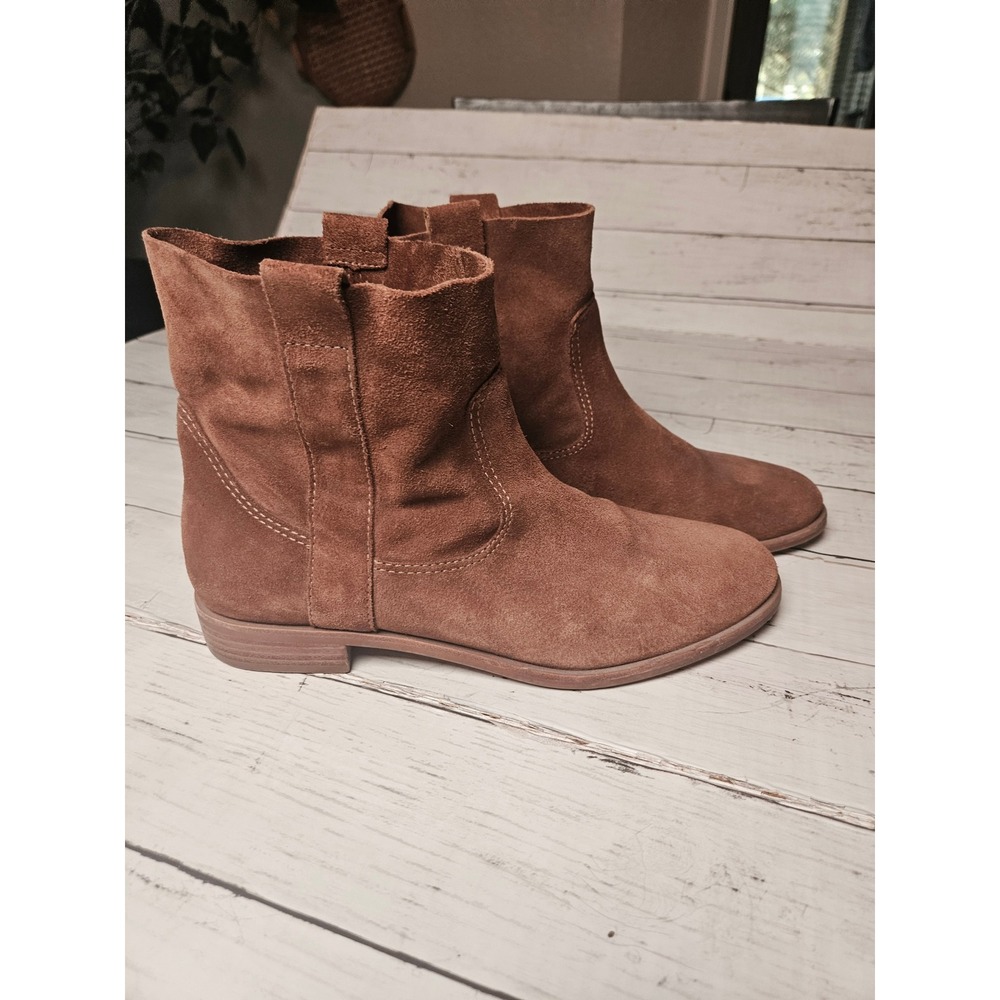 Gianni Bini Womens 10M Brown Suede Slouchy Ankle Boots Western Pull On Booties
